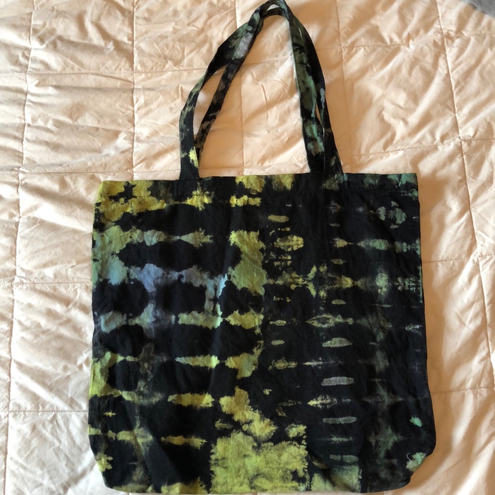 Reverse tie dye canvas tote